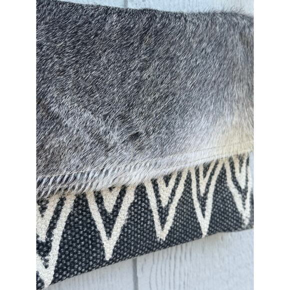 new MYRA BAG leather cowhide calf hair gray white cotton crossbody purse bag - Picture 4 of 8